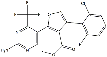 methyl 5-[2-amino-4-(trifluoromethyl)-5-pyrimidinyl]-3-(2-chloro-6-fluorophenyl)-4-isoxazolecarboxylate Struktur