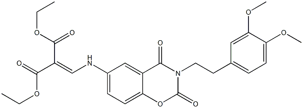 diethyl 2-({[3-(3,4-dimethoxyphenethyl)-2,4-dioxo-3,4-dihydro-2H-1,3-benzoxazin-6-yl]amino}methylene)malonate Struktur