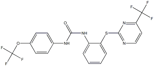 N-[4-(trifluoromethoxy)phenyl]-N'-(2-{[4-(trifluoromethyl)pyrimidin-2-yl]th io}phenyl)urea Struktur