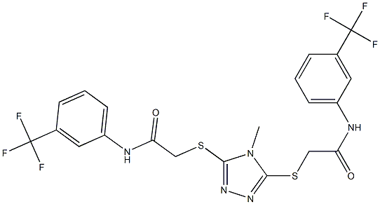 N1-[3-(trifluoromethyl)phenyl]-2-{[4-methyl-5-({2-oxo-2-[3-(trifluoromethyl)anilino]ethyl}thio)-4H-1,2,4-triazol-3-yl]thio}acetamide Struktur