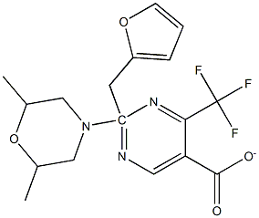 2-furylmethyl 2-(2,6-dimethylmorpholino)-4-(trifluoromethyl)pyrimidine-5-carboxylate Struktur