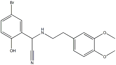 2-(5-bromo-2-hydroxyphenyl)-2-[(3,4-dimethoxyphenethyl)amino]acetonitrile Struktur