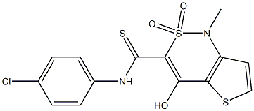 N-(4-chlorophenyl)-4-hydroxy-1-methyl-2,2-dioxo-1,2-dihydro-2lambda~6~-thieno[3,2-c][1,2]thiazine-3-carbothioamide Struktur