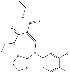 diethyl 2-{[3-chloro-4-fluoro(5-methyl-4,5-dihydro-1,3-thiazol-2-yl)anilino]methylidene}malonate Struktur