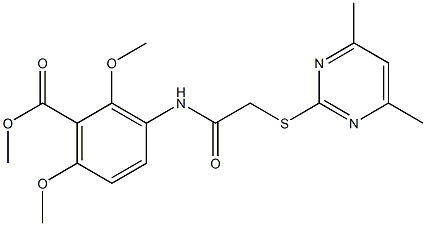 methyl 3-({2-[(4,6-dimethylpyrimidin-2-yl)thio]acetyl}amino)-2,6-dimethoxybenzoate Structure