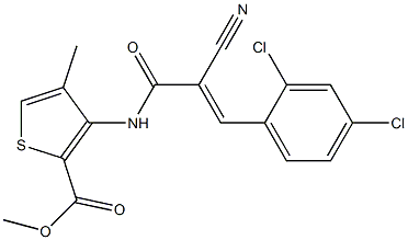 methyl 3-{[2-cyano-3-(2,4-dichlorophenyl)acryloyl]amino}-4-methylthiophene-2-carboxylate Struktur