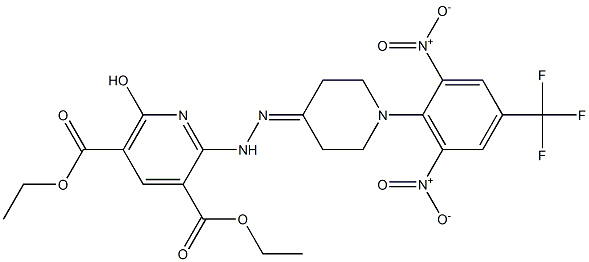 diethyl 2-(2-{1-[2,6-dinitro-4-(trifluoromethyl)phenyl]-4-piperidinylidene}hydrazino)-6-hydroxy-3,5-pyridinedicarboxylate Struktur