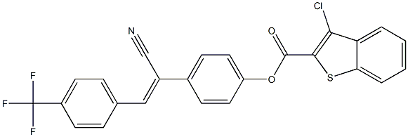 4-{1-cyano-2-[4-(trifluoromethyl)phenyl]vinyl}phenyl 3-chlorobenzo[b]thiophene-2-carboxylate Struktur