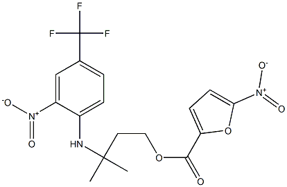 3-methyl-3-[2-nitro-4-(trifluoromethyl)anilino]butyl 5-nitro-2-furoate Struktur