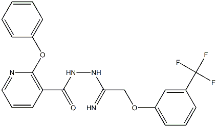 2-phenoxy-N'-{2-[3-(trifluoromethyl)phenoxy]ethanimidoyl}nicotinohydrazide Struktur