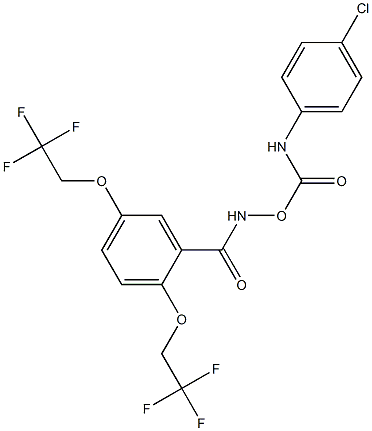 N-{[(4-chloroanilino)carbonyl]oxy}-2,5-bis(2,2,2-trifluoroethoxy)benzenecarboxamide Struktur