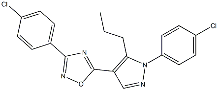 3-(4-chlorophenyl)-5-[1-(4-chlorophenyl)-5-propyl-1H-pyrazol-4-yl]-1,2,4-ox adiazole Struktur