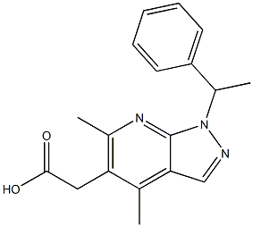 [4,6-dimethyl-1-(1-phenylethyl)-1H-pyrazolo[3,4-b]pyridin-5-yl]acetic acid Struktur