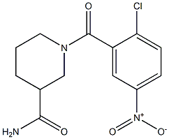 1-[(2-chloro-5-nitrophenyl)carbonyl]piperidine-3-carboxamide Struktur