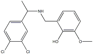 2-({[1-(3,4-dichlorophenyl)ethyl]amino}methyl)-6-methoxyphenol Struktur