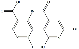 2-[(2,6-dihydroxyisonicotinoyl)amino]-4-fluorobenzoic acid Struktur