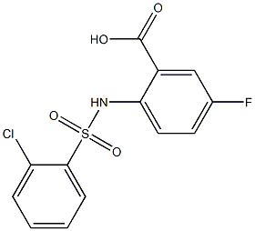 2-[(2-chlorobenzene)sulfonamido]-5-fluorobenzoic acid Struktur