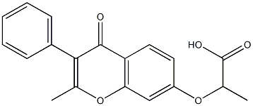 2-[(2-methyl-4-oxo-3-phenyl-4H-chromen-7-yl)oxy]propanoic acid Struktur