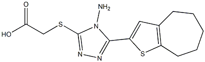 2-[(4-amino-5-{4H,5H,6H,7H,8H-cyclohepta[b]thiophen-2-yl}-4H-1,2,4-triazol-3-yl)sulfanyl]acetic acid Struktur