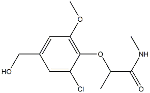 2-[2-chloro-4-(hydroxymethyl)-6-methoxyphenoxy]-N-methylpropanamide Struktur