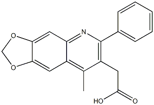 2-{8-methyl-6-phenyl-2H-[1,3]dioxolo[4,5-g]quinolin-7-yl}acetic acid Struktur