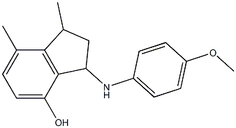 3-[(4-methoxyphenyl)amino]-1,7-dimethyl-2,3-dihydro-1H-inden-4-ol Struktur