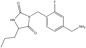 3-{[4-(aminomethyl)-2-fluorophenyl]methyl}-5-propylimidazolidine-2,4-dione Struktur