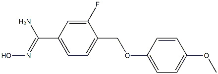 3-fluoro-N'-hydroxy-4-[(4-methoxyphenoxy)methyl]benzenecarboximidamide Struktur