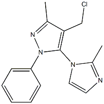 4-(chloromethyl)-3-methyl-5-(2-methyl-1H-imidazol-1-yl)-1-phenyl-1H-pyrazole Struktur