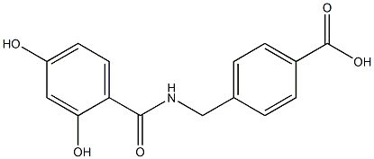 4-{[(2,4-dihydroxyphenyl)formamido]methyl}benzoic acid Struktur