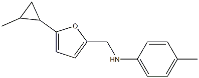 4-methyl-N-{[5-(2-methylcyclopropyl)furan-2-yl]methyl}aniline Struktur