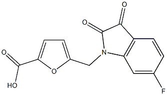 5-[(6-fluoro-2,3-dioxo-2,3-dihydro-1H-indol-1-yl)methyl]furan-2-carboxylic acid Struktur