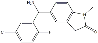 5-[amino(5-chloro-2-fluorophenyl)methyl]-1-methyl-2,3-dihydro-1H-indol-2-one Struktur