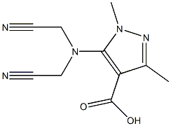 5-[bis(cyanomethyl)amino]-1,3-dimethyl-1H-pyrazole-4-carboxylic acid Struktur