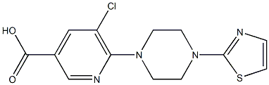 5-chloro-6-[4-(1,3-thiazol-2-yl)piperazin-1-yl]pyridine-3-carboxylic acid Struktur