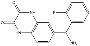 6-[amino(2-fluorophenyl)methyl]-1,2,3,4-tetrahydroquinoxaline-2,3-dione Struktur