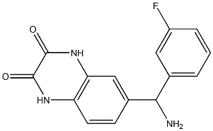 6-[amino(3-fluorophenyl)methyl]-1,2,3,4-tetrahydroquinoxaline-2,3-dione Struktur