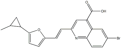 6-bromo-2-{(E)-2-[5-(2-methylcyclopropyl)-2-furyl]vinyl}quinoline-4-carboxylic acid Struktur