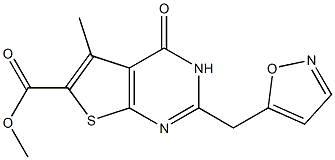 methyl 5-methyl-2-(1,2-oxazol-5-ylmethyl)-4-oxo-3H,4H-thieno[2,3-d]pyrimidine-6-carboxylate Struktur