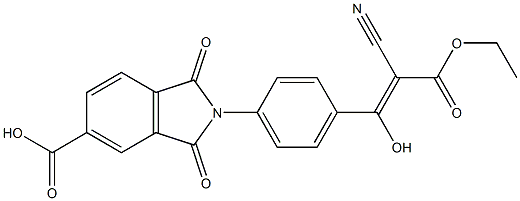 2-[4-(2-cyano-3-ethoxy-1-hydroxy-3-oxo-1-propenyl)phenyl]-1,3-dioxo-5-isoindolinecarboxylic acid Struktur