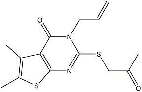 3-allyl-5,6-dimethyl-2-[(2-oxopropyl)sulfanyl]thieno[2,3-d]pyrimidin-4(3H)-one Struktur