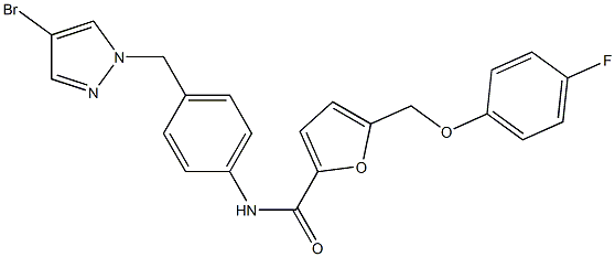 N-{4-[(4-bromo-1H-pyrazol-1-yl)methyl]phenyl}-5-[(4-fluorophenoxy)methyl]-2-furamide Struktur