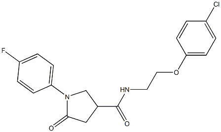 N-[2-(4-chlorophenoxy)ethyl]-1-(4-fluorophenyl)-5-oxo-3-pyrrolidinecarboxamide Struktur