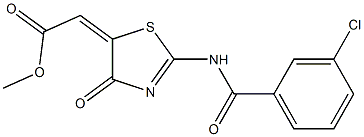 methyl (2-[(3-chlorobenzoyl)amino]-4-oxo-1,3-thiazol-5(4H)-ylidene)acetate Struktur