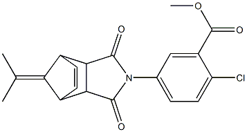 methyl 2-chloro-5-[10-(1-methylethylidene)-3,5-dioxo-4-azatricyclo[5.2.1.0~2,6~]dec-8-en-4-yl]benzoate Struktur