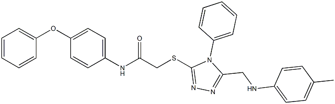 N-(4-phenoxyphenyl)-2-{[4-phenyl-5-(4-toluidinomethyl)-4H-1,2,4-triazol-3-yl]sulfanyl}acetamide Struktur