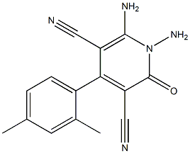 1,6-diamino-4-(2,4-dimethylphenyl)-2-oxo-1,2-dihydropyridine-3,5-dicarbonitrile Struktur