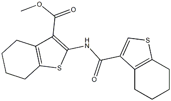 methyl 2-[(4,5,6,7-tetrahydro-1-benzothien-3-ylcarbonyl)amino]-4,5,6,7-tetrahydro-1-benzothiophene-3-carboxylate Struktur