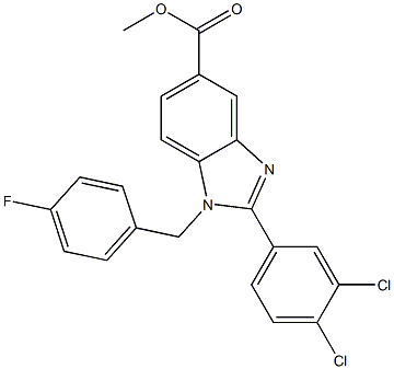 methyl 2-(3,4-dichlorophenyl)-1-(4-fluorobenzyl)-1H-benzimidazole-5-carboxylate Struktur