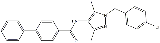 N-[1-(4-chlorobenzyl)-3,5-dimethyl-1H-pyrazol-4-yl][1,1'-biphenyl]-4-carboxamide Struktur